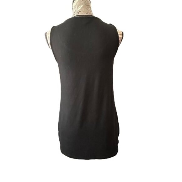 Cupio Women's Small Silver & Black Sleeveless Pull Over Holiday Casual Tank Top - Picture 3 of 12